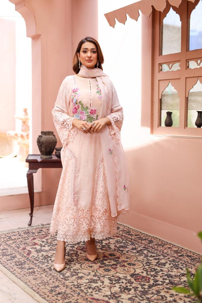 Peach Blossom Shirt with Dupatta - Image 2